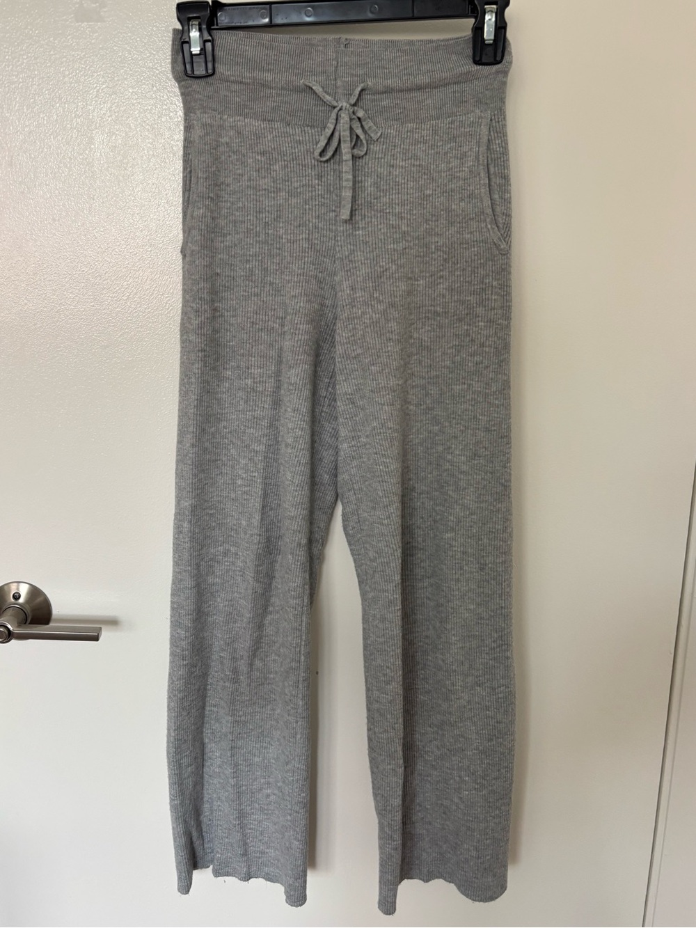 UNIQLO Gray Rib-Knit Wide-Leg Lounge Pants
